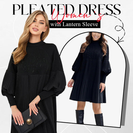 🔥Hot Sale🔥Women's Plus Size Lantern Sleeve Stand Collar Dress 👗