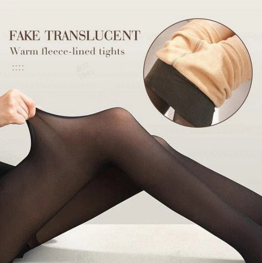 🎁Christmas sale☃️Flawless Legs Fake Translucent Warm Plush Lined Elastic Tights