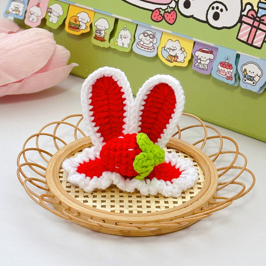 Three-dimensional ears handmade wool crochet children's hairpin