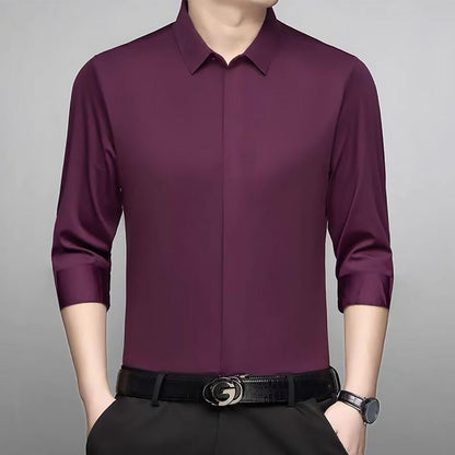 🎁Christmas sale☃️Men's Concealed Placket Long Sleeve Shirt